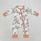 LR0980 Bamboo Halloween Rainbow Ghost Flower Orange zip-up long sleeve onesie