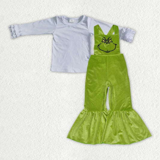 6 A8-1-1+SR2013 Baby Girls Christmas White Icing Shirts Velvet Jumpsuits Clothes Set