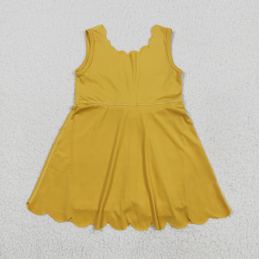 GSD2373 Baby Girls Yellow Sleeveless Yoga Active Knee Length Dress 6.2