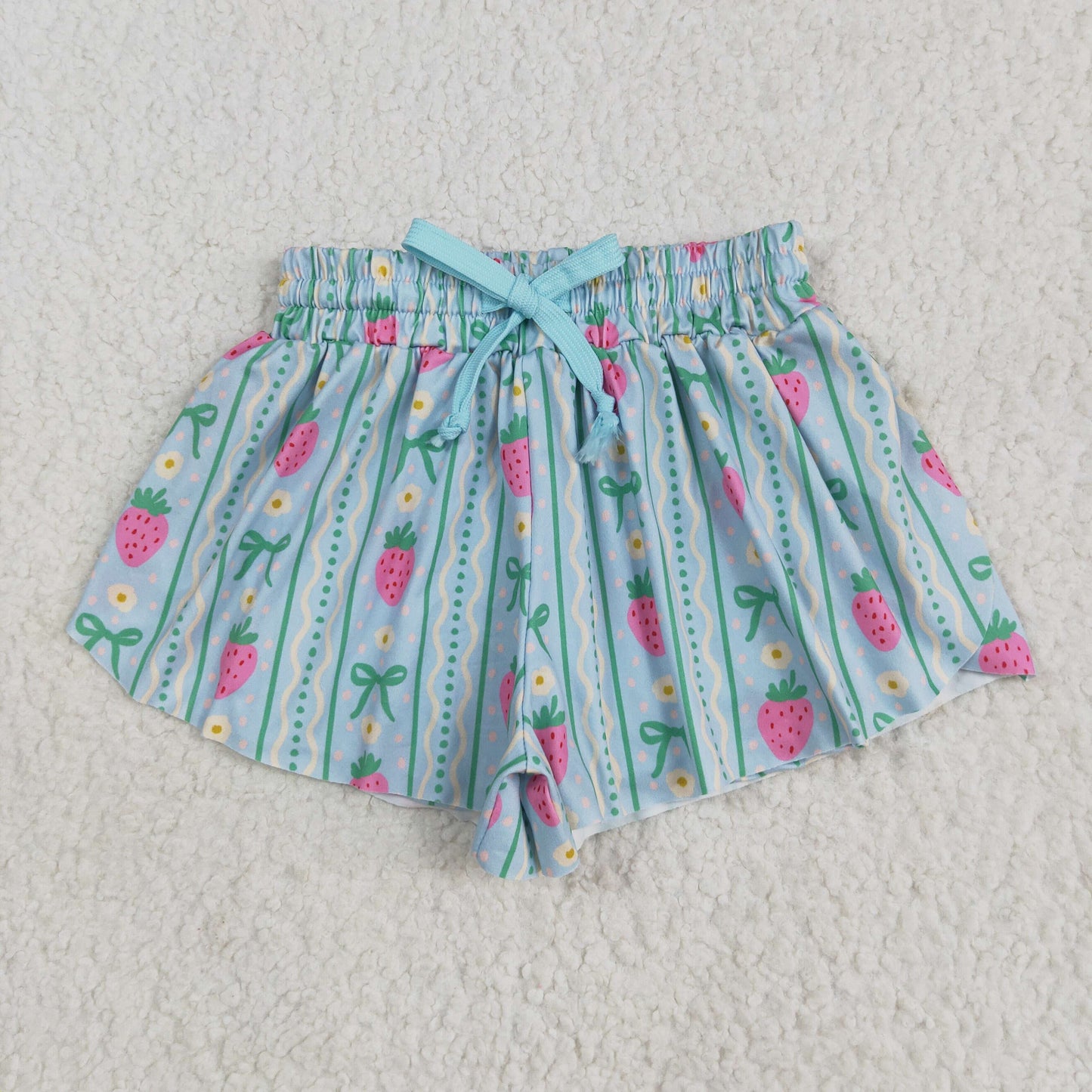 SS0580 Baby Girls Strawberry Green Bows Summer Shorts Bottoms 5.22