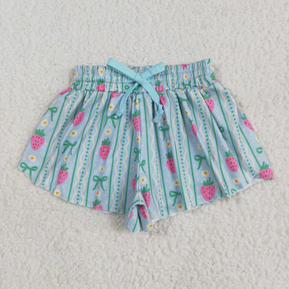 SS0580 Baby Girls Strawberry Green Bows Summer Shorts Bottoms 5.22