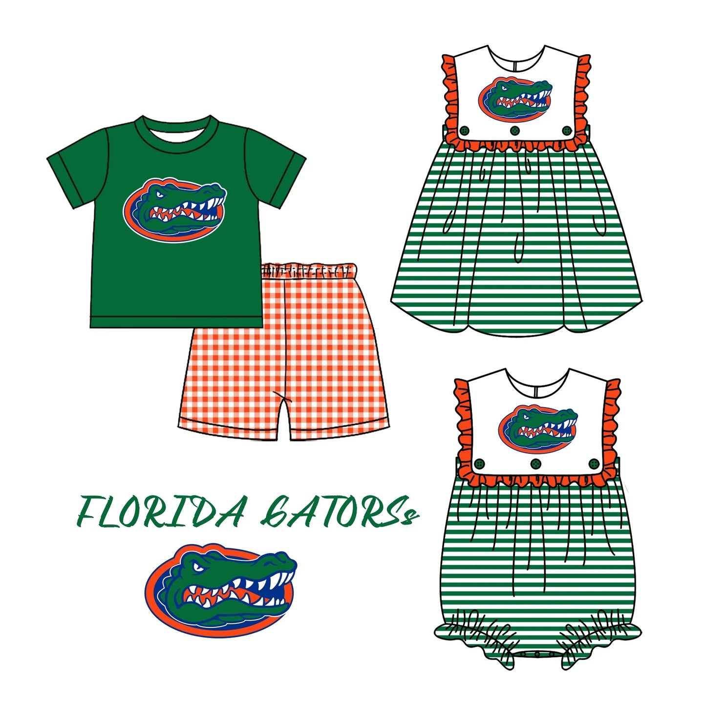 Sibling Boys Baby Girls Florida Team Dresses Rompers Sets preorder(moq 3)