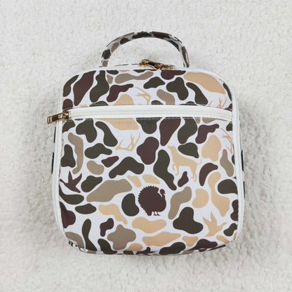 BA0305 Green Deer Western Camo Print Zipper Lunch Bags 7.7