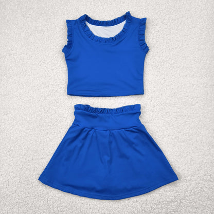 GSD2391 Baby Girls Hot Blue Sleeveless Top Skort Yoga Set 4.26