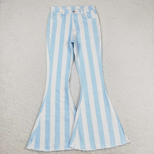 P0458 Blue and white striped denim pants for adult women