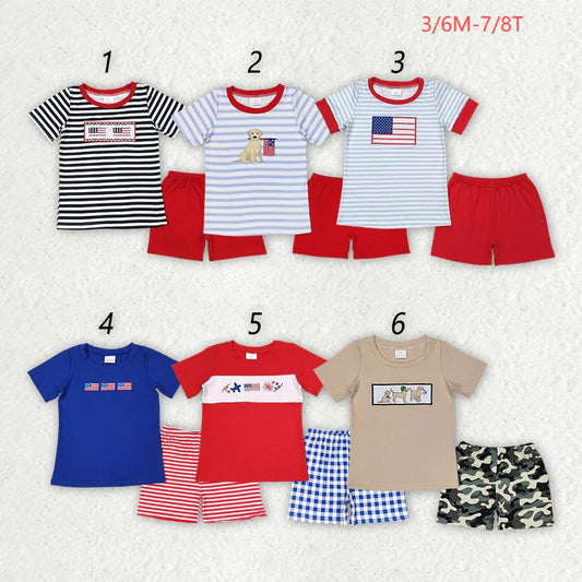 Sibling Embroidery Baby Boys 4th Of July Shirt Shorts Summer Outfits 4.15