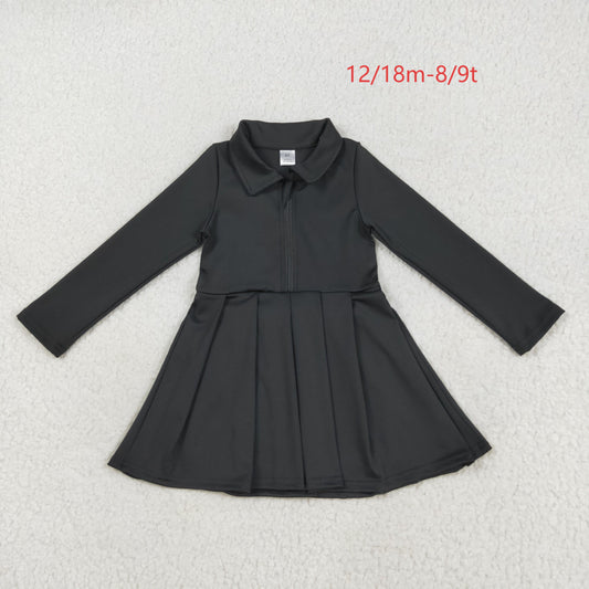 GLD1150 Baby Girls Black Long Sleeves Zipper Knee Length Dress 7.21