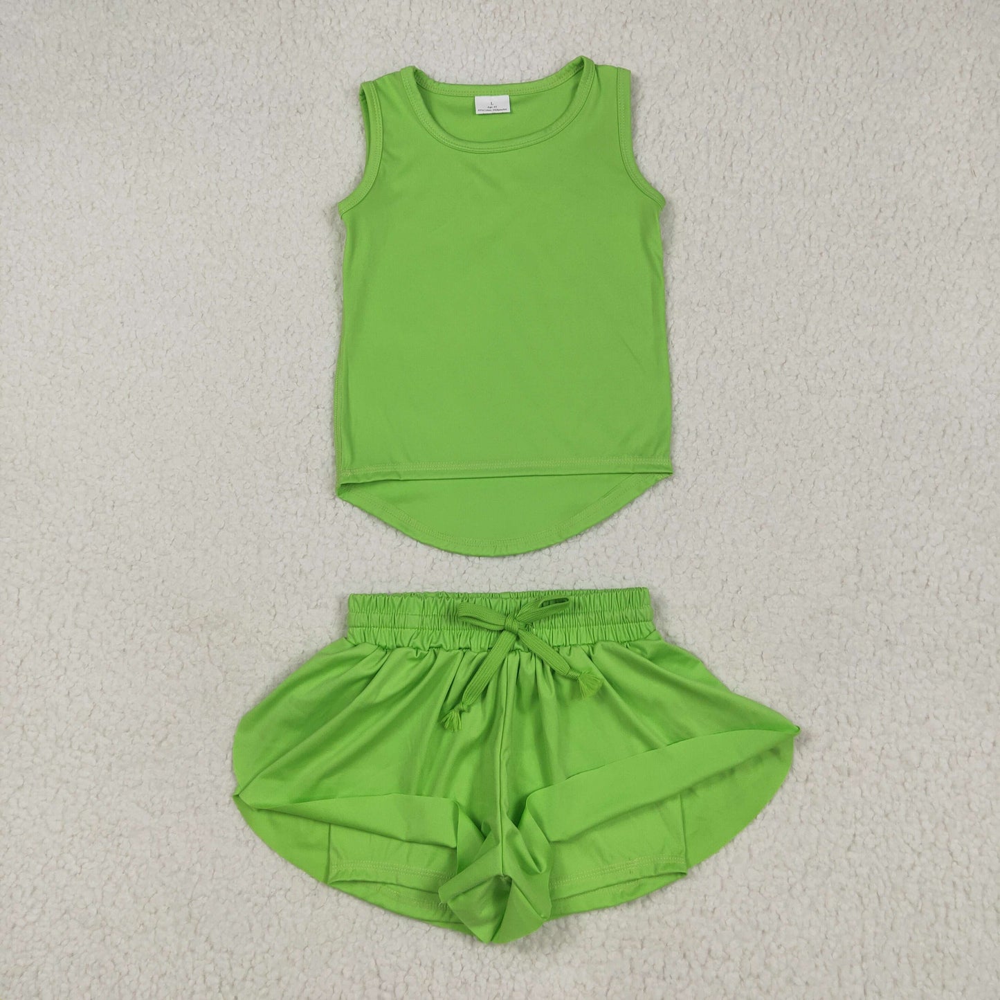 GT0985+SS0548 Baby Girls Green Sleeveless Top Skorts Set 5.29