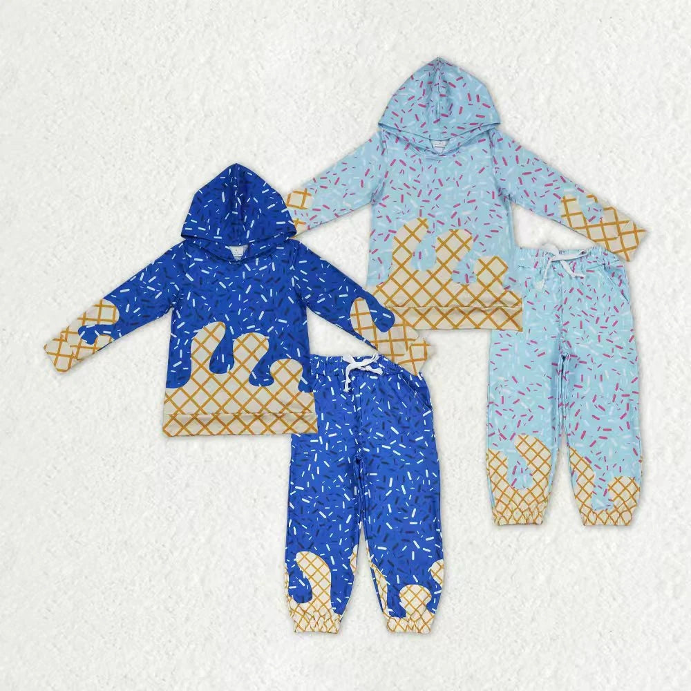 Sibling Baby Boys Blue Sprinkles Drip Hoodies Yoga Jogger Pants Team Clothes Sets C10.14
