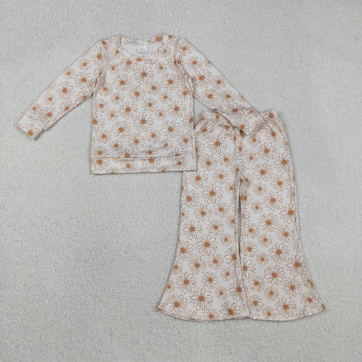 GLP2877 Baby Girls Pink Flowers Top Bell Bottom Pants Clothes Set C11.18