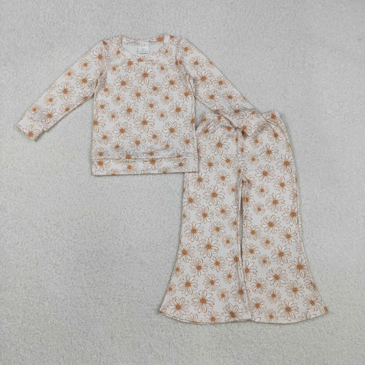 GLP2877 Baby Girls Pink Flowers Top Bell Bottom Pants Clothes Set C11.18