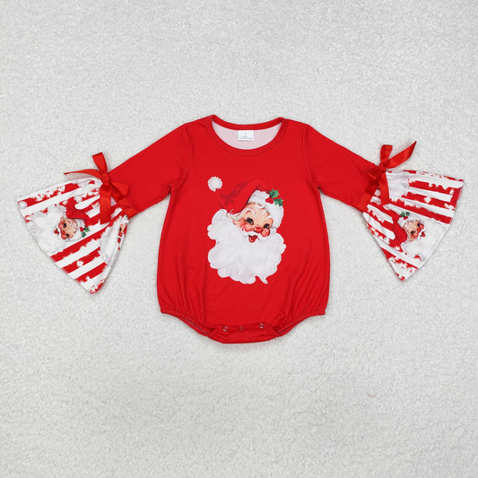 LR1918 Baby Infant Girls Christmas Santa Long Sleeve Romper