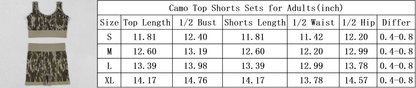 GT1187+SS0642 Adult Women Bottomland Camo Crop Bra Top Shorts Yoga Outfits Set C9.5