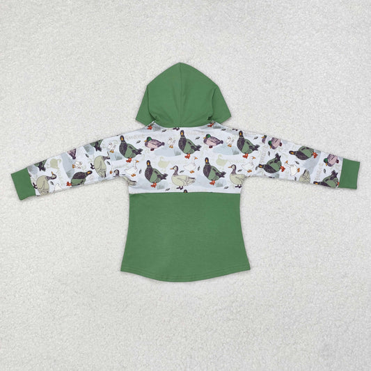 BT0357 Baby Boys Duck Green Hooded Long Sleeve Tops