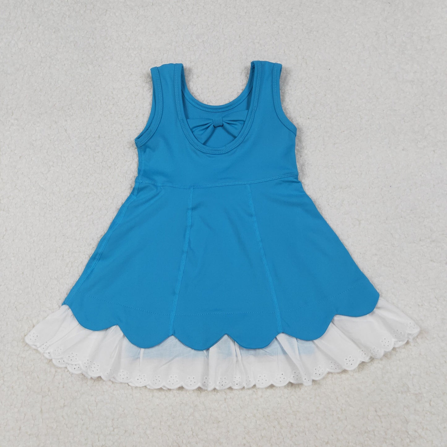 GSD2680 Baby Girls Blue Sleeveless Lace Ruffle Knee Length Dress C10.8