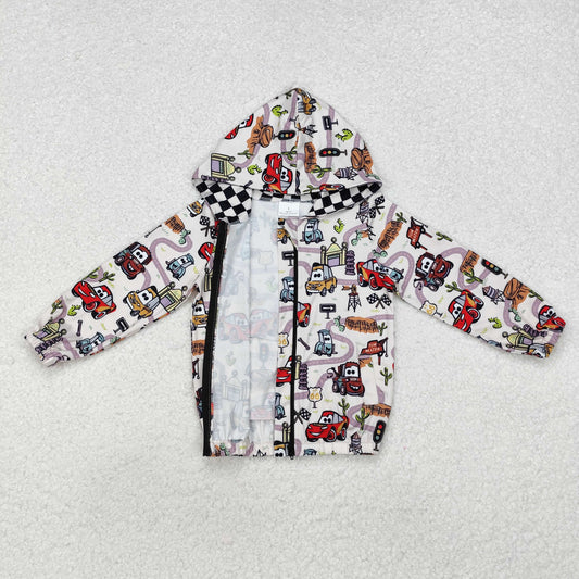 BT0889 Baby Boys Car Hooded Racing Zip Tops Cardigan