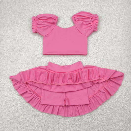 GSD2102 Baby Girls Pink Yoga Shirt Skirt Active Wear Clothes Set 4.28
