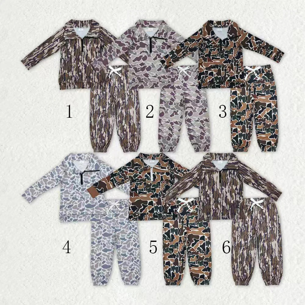 Sibling Baby Boys Camo Zipper Pullover Top Pockets Jogger Pants Southern Clothes Sets C10.14