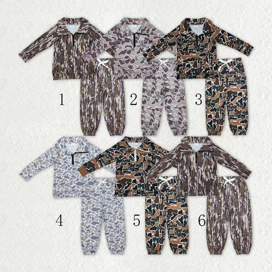 Sibling Baby Boys Camo Zipper Pullover Top Pockets Jogger Pants Southern Clothes Sets C10.14
