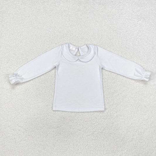 GT0710 Baby Girls White Collar Long Sleeve Tee Shirts Tops