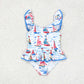 S0277 Sailing blue bow white one-piece swimsuit