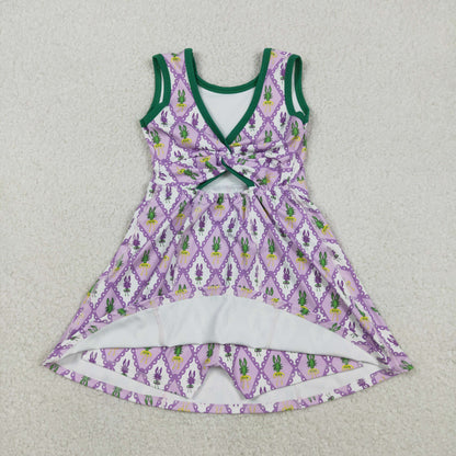 GSD2869 Baby Girls Mardigras Crayfishes Checked Yoga Active Shorts Knee Length Dress C11.29