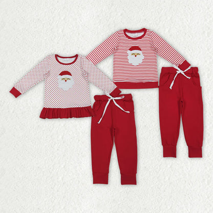 Embroidery Santa Baby Boys Girls Shirts Top Pockets Leggings Christmas Clothes Sets C11.8