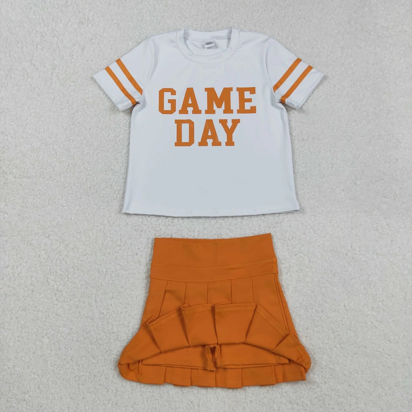Sibling Baby Girls Game Day Tee Shirts Tops Pleated Skirts Short Yoga Active Team Clothes Sets C9.2