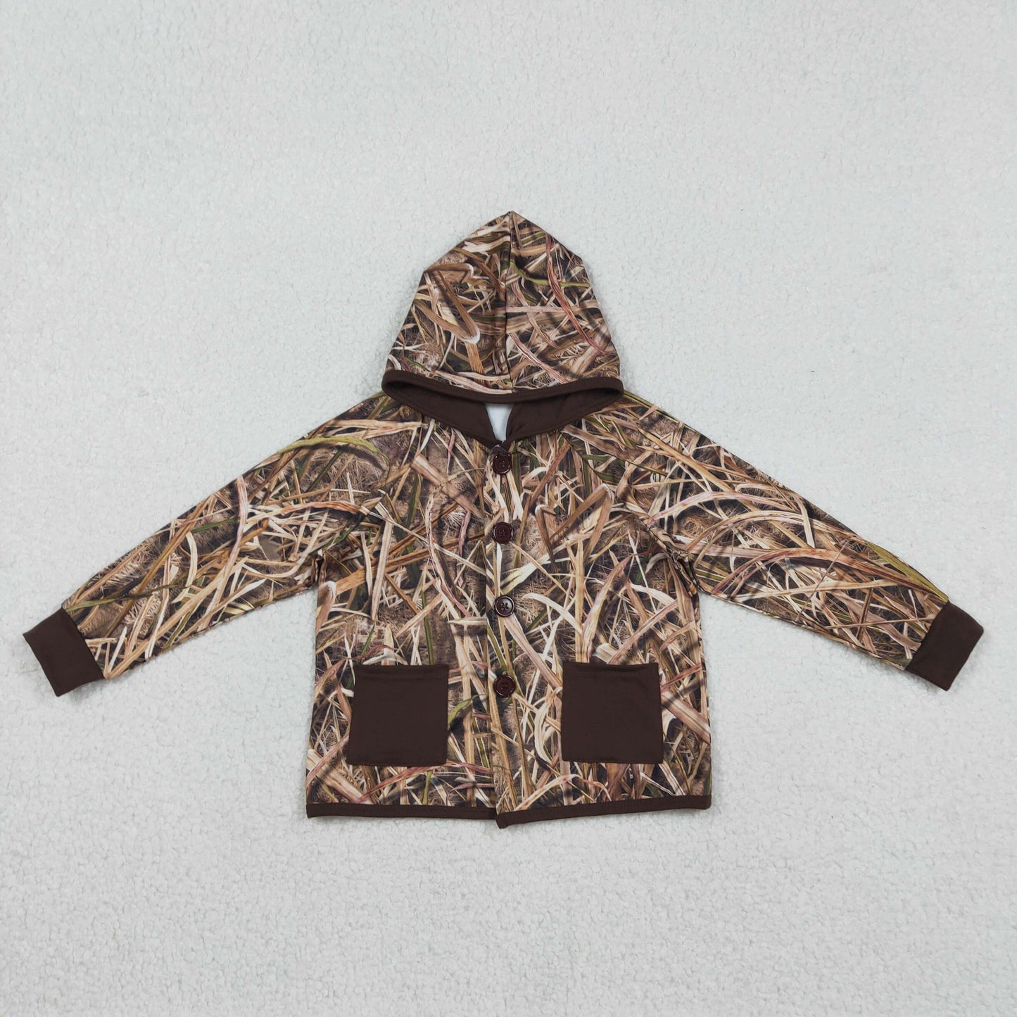 BT1443 Baby Boys Southern Leaves Camo Button Pockets Hoodie Jackets Tops C12.9