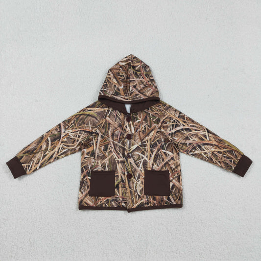 BT1443 Baby Boys Southern Leaves Camo Button Pockets Hoodie Jackets Tops C12.9