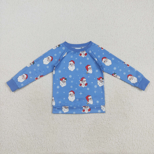 BT1289 Baby Boys Blue Long Sleeves Santa Snowflake Shirts Top C8.19