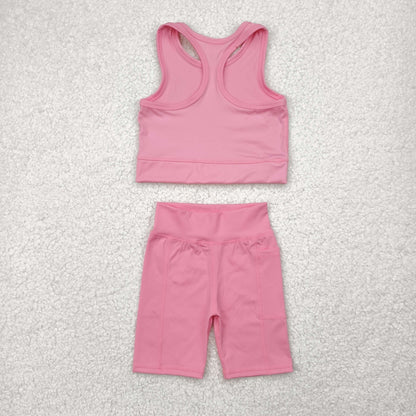 GSSO1516 Baby Girls Coral Athletic Active Wear Top Shorts Clothes Set 4.26