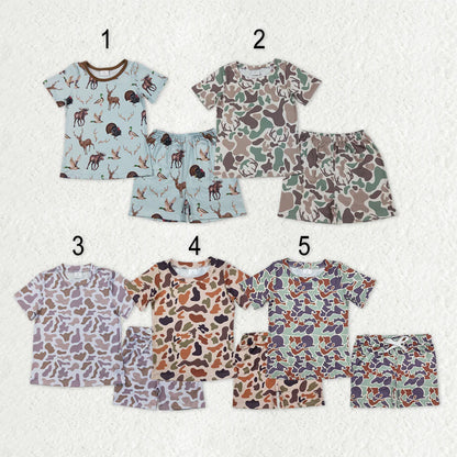 Sibling Baby Girls Short Sleeve Southern Hunting Camo Top Shorts Pajamas Sets C11.27