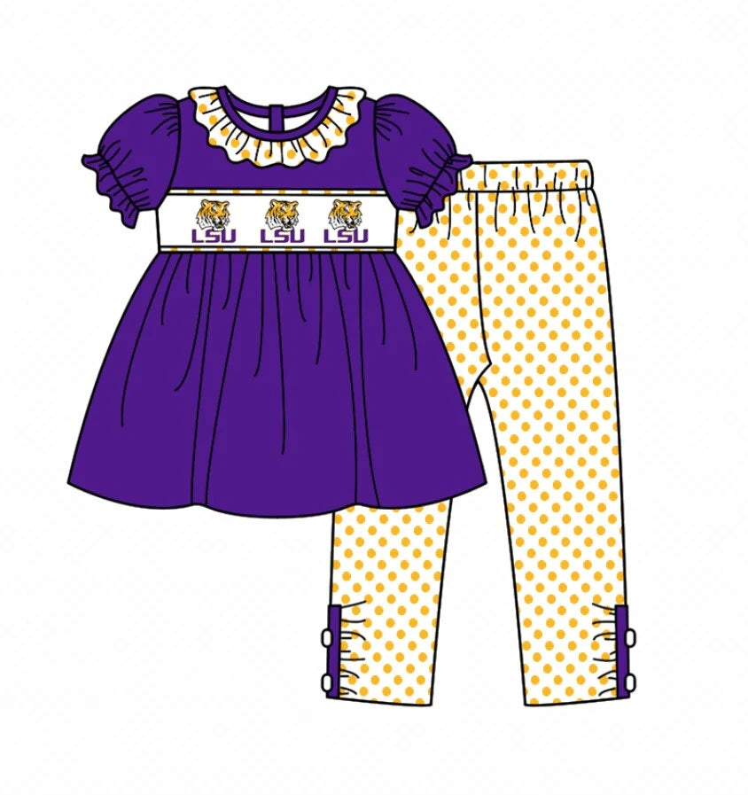Baby Girls LSU Tiger Tunic Team Legging Outfits Clothes Sets Preorder (moq 3)