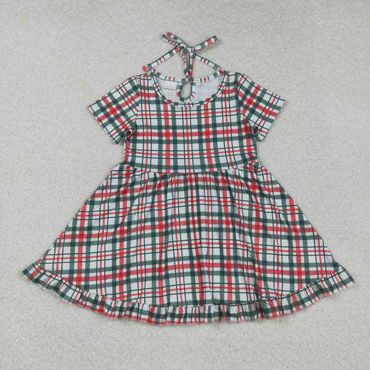 GSD2613 Baby Girls Red Green Checked Christmas Ruffle Knee Length Dress C8.25