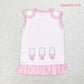 GT0534 Embroidered bow ice cream pink polka dot sleeveless top