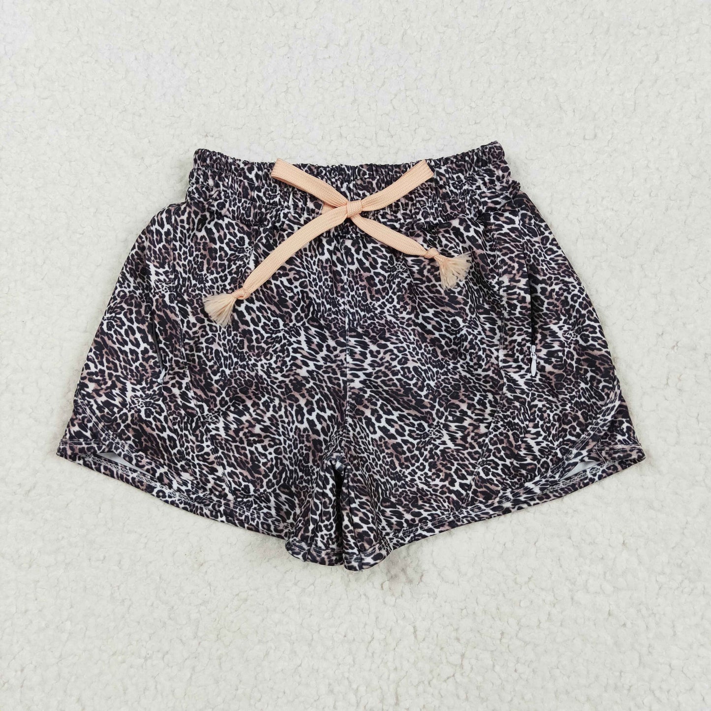 SS0480 Baby Girls Brown Leopard Yoga Shorts Bottoms 5.14