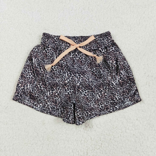 SS0480 Baby Girls Brown Leopard Yoga Shorts Bottoms 5.14