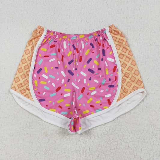 SS0574 Adult Women Pink Ice-cream Drip Yoga Shorts Bottoms 6.17