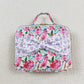 BA0102 Flowers Purple Floral Bow Dinner Bag Lunch Box Bag