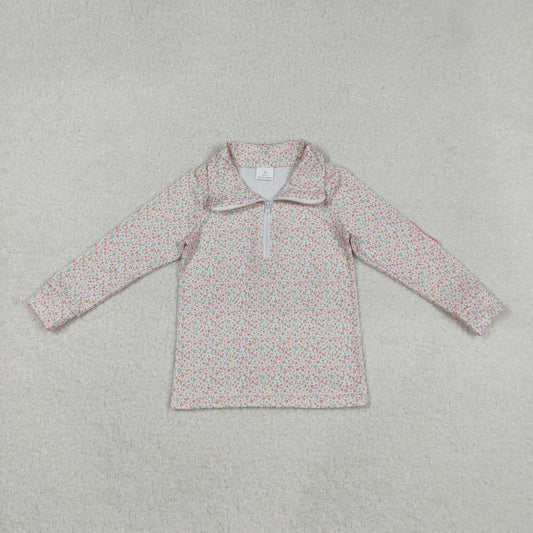 GT1145 Baby Girls Long Sleeves Pink Floral Zipper Hoodies Top C9.6