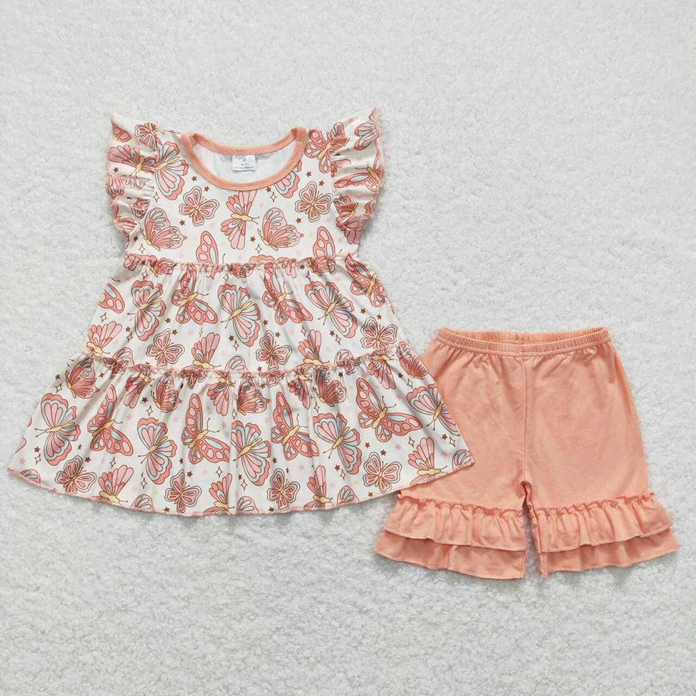 Sibling Baby Girls Flowers Tunic Shorts Summer Clothes Sets