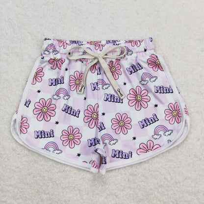 SS0171 Baby Girls Mini Flowers Rainbow Summer Shorts Bottoms