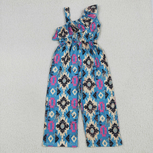 SR1977 Baby Girls Western Turquoise Aztec Straps Jumpsuit 6.28