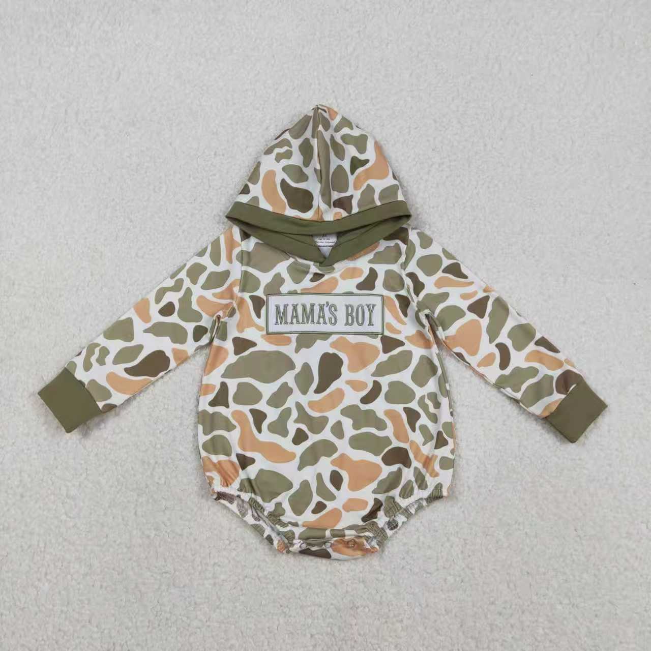 Sibling Baby Boys Embroidery Mama's Boy Orange Camo Pockets Pant Clothes Sets Hoodie Romper C12.1