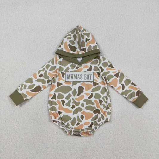 Sibling Baby Boys Embroidery Mama's Boy Orange Camo Pockets Pant Clothes Sets Hoodie Romper C12.1