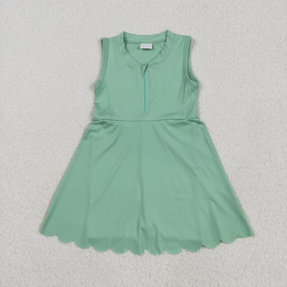 GSD2089 Baby Girls Light Green Yoga Zip Active Wear Skort Knee Length Dress 5.17