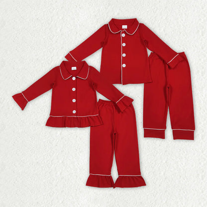 Sibling Baby Boys Girls Red Color Cotton Christmas Pajamas Pants Clothes Sets C10.14