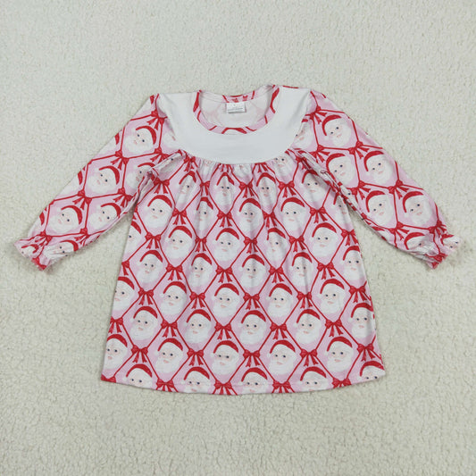 GLD1136 Baby Girls Long Ruffle Sleeves Red Blows Santa Plaid Knee Length Dress 7.31