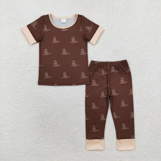 BSPO0442 Bamboo Duck brown short sleeved pant pajama set